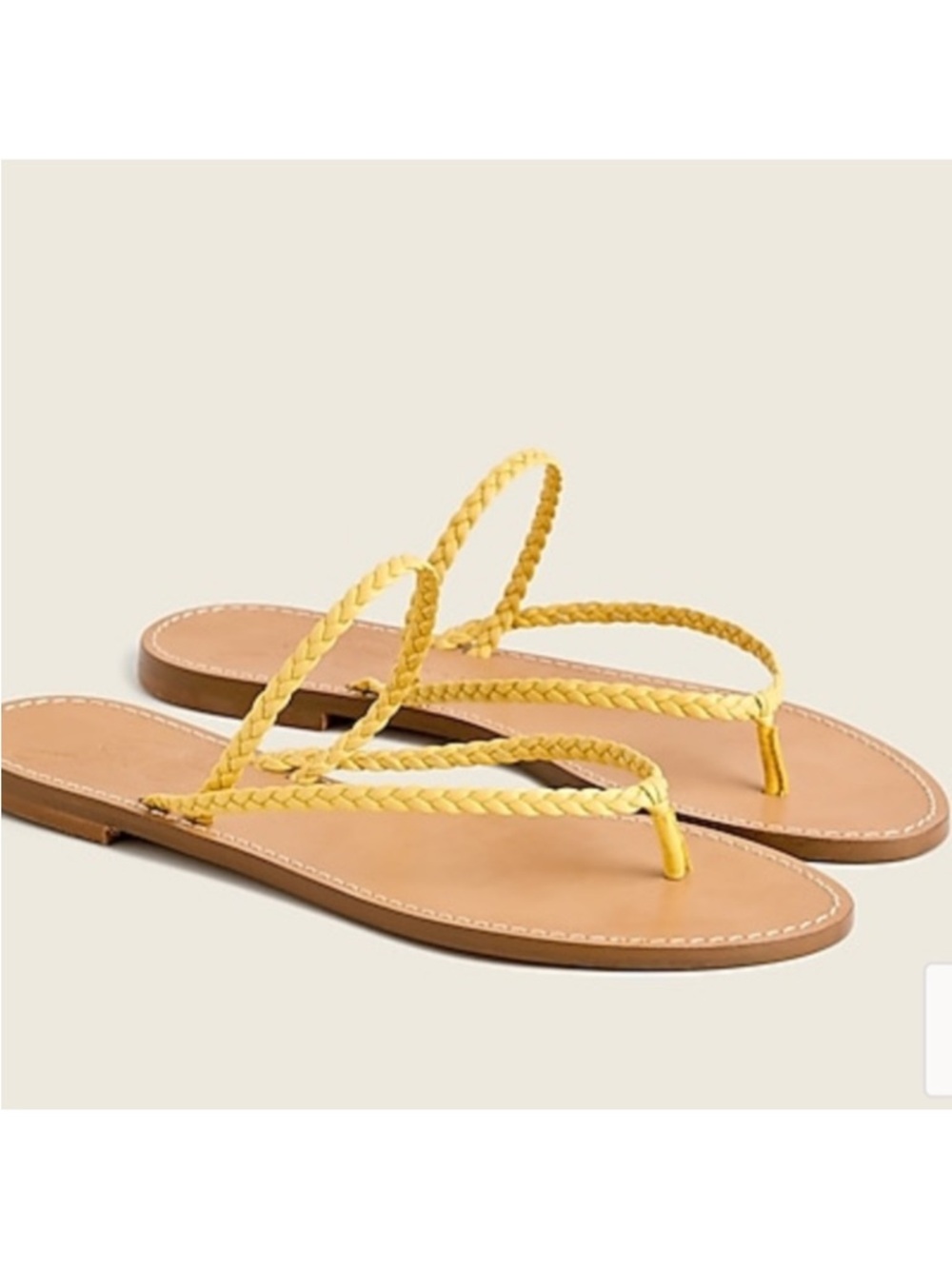 J.Crew NWOT Capri Braided Strap Thong Sandals size 10 Yellow Leather‎ Flat